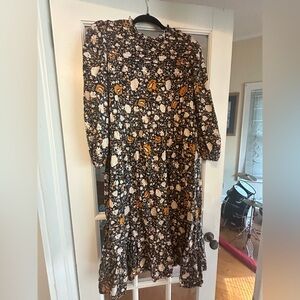 Universal Thread Navy and Orange Patterned Dress